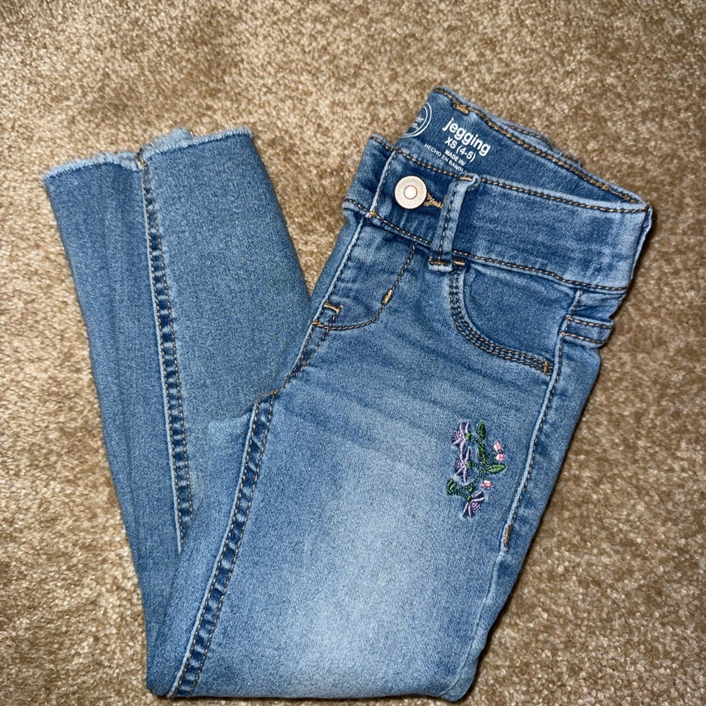 Wonder Nation Light Blue Jeggings with Floral Detail
